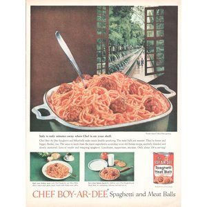 1961 Chef Boy-Ar-Dee Spaghetti Vintage Print Ad Villa D'Este Gardens Wall Art